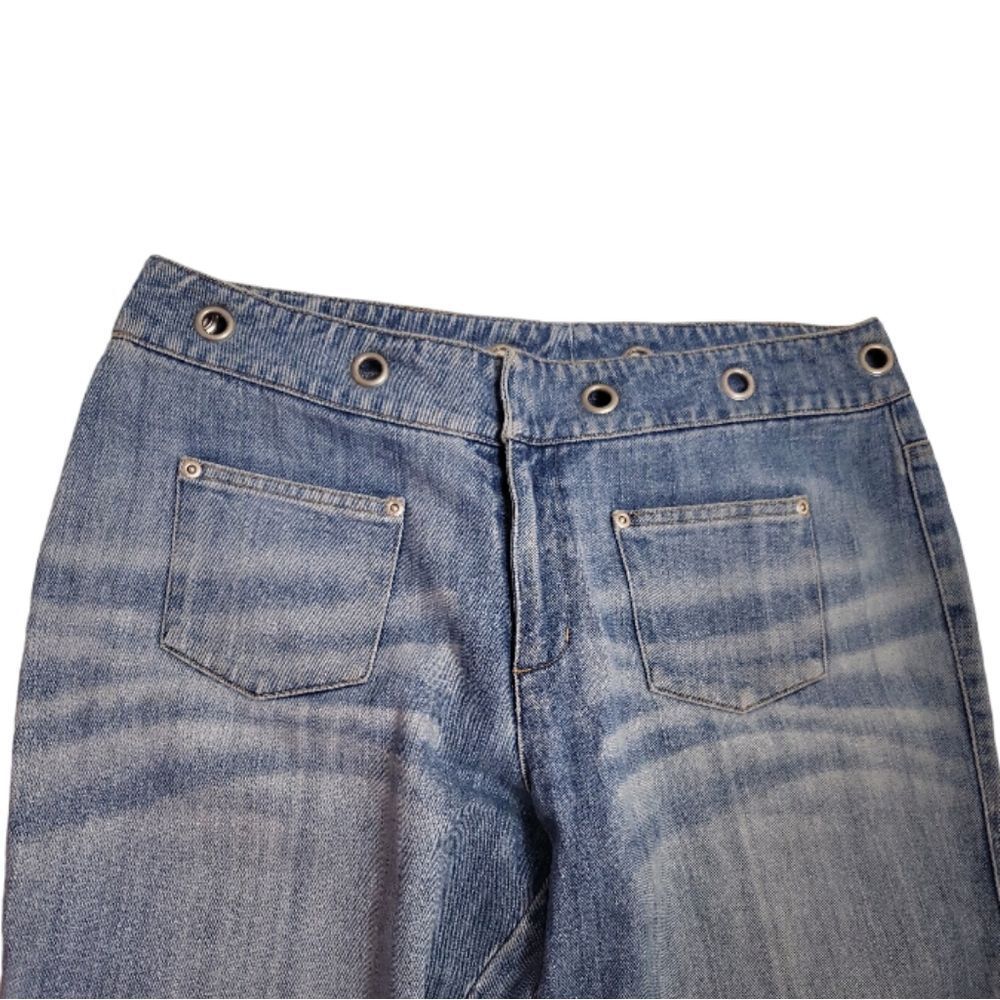 JEANOLOGY Vintage Y2K 00s 90s Blue Denim Bellbottom Flare Embellished Jeans 14